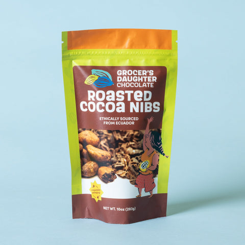 Cocoa powder bag with a blue background